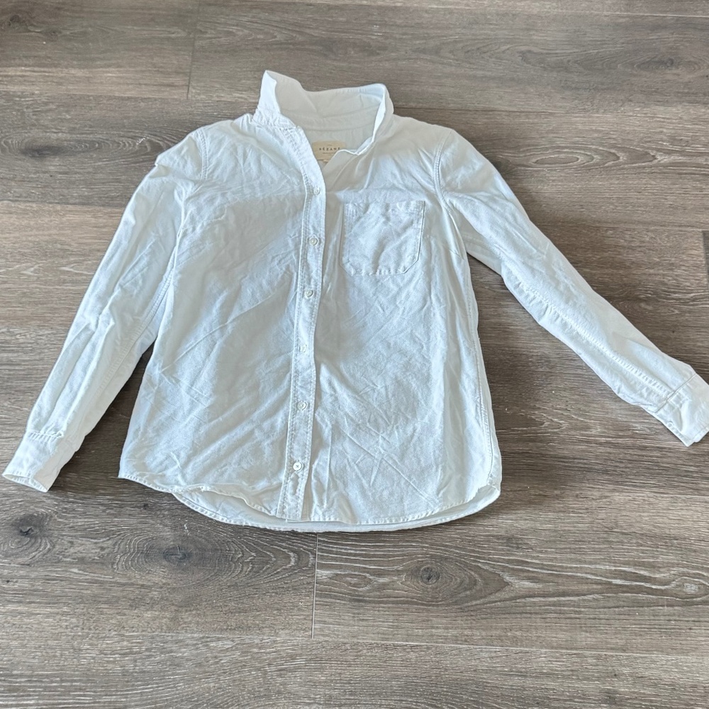 Sezane White Cotton Tomboy top (size 34)